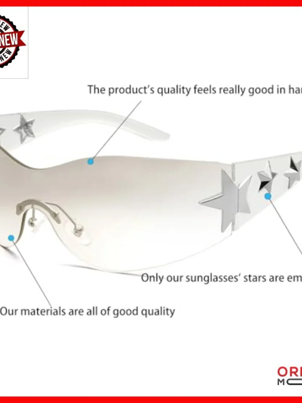 Rimless Y2K Sunglasses Wrap Around Shield Glasses Trendy Fashion